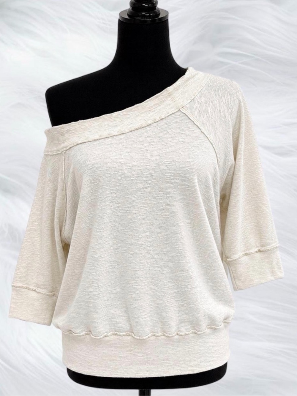 Off-Shoulder Cream Women’s Lightweight Sweater